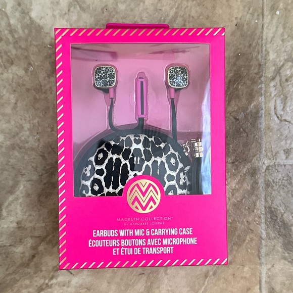 Macbeth Animal Print Earphones with Mic and Zip Pouch New in Box - Picture 4 of 6